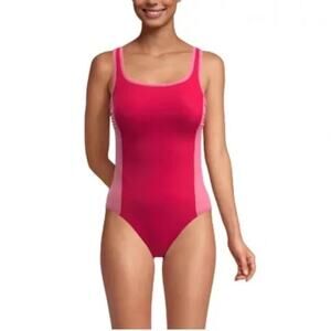 Lands' End Pink Colorblock One-Piece Swimsuit